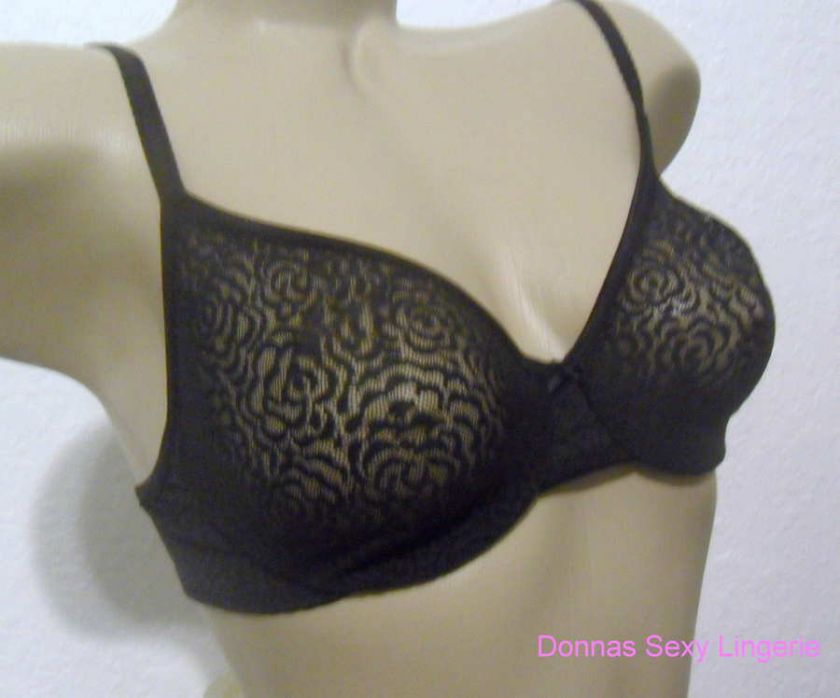 Victorias Secret Unlined Lace Demi Bra New 34 C BLACK  