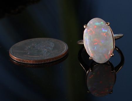 ESTATE JEWELRY ANTIQUE VINTAGE 14K GOLD AUSTRALIAN OVAL OPAL RING   5 