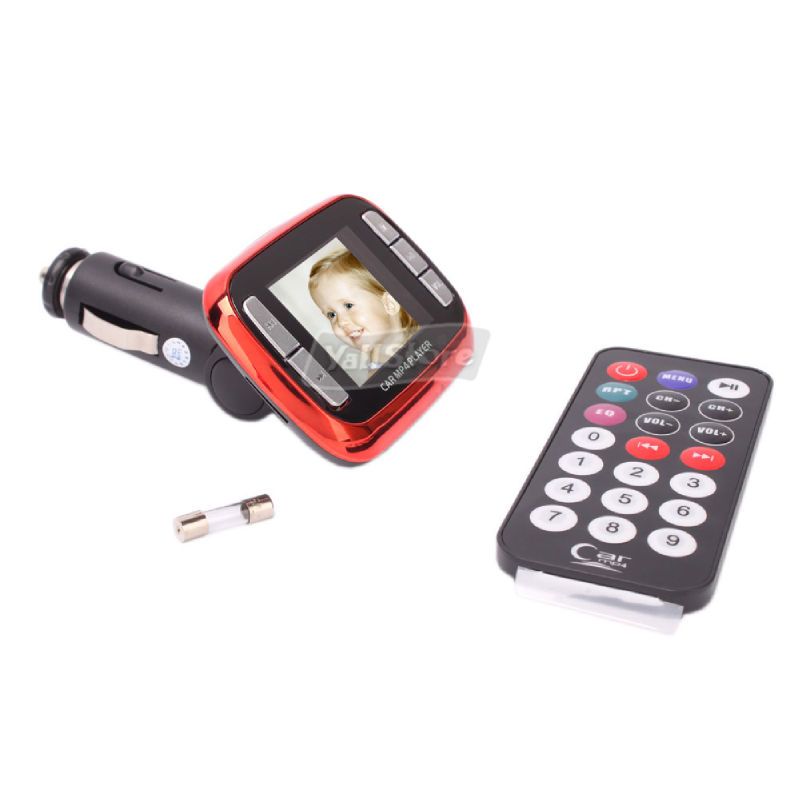 Simply plug the Car MP4 FM Transmitter into your cars cigarette plug 