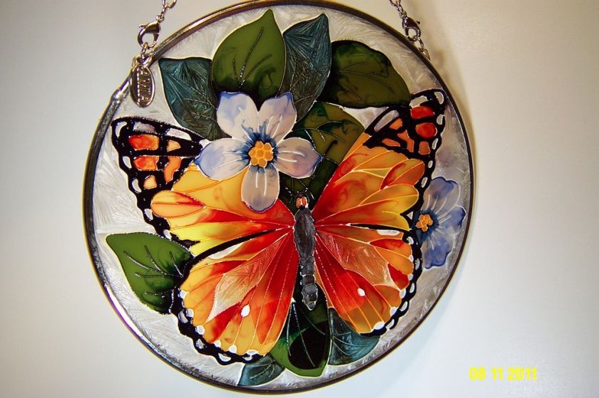 AMIA Stained Glass Suncatcher Monarch Medium Circle 682591078172 