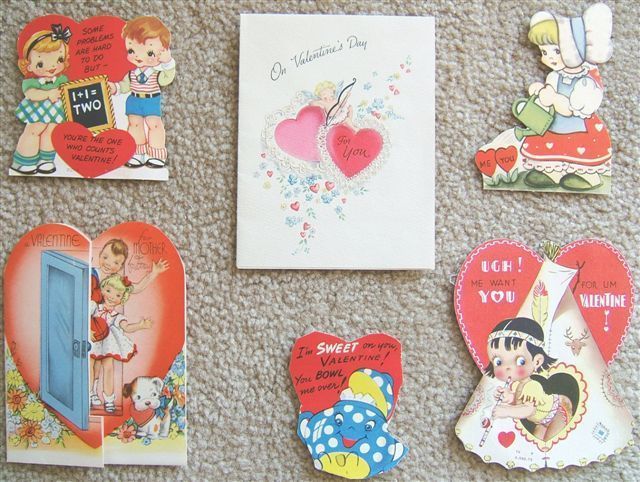 SIX VINTAGE VALENTINES DAY VALENTINE CARDS 6  