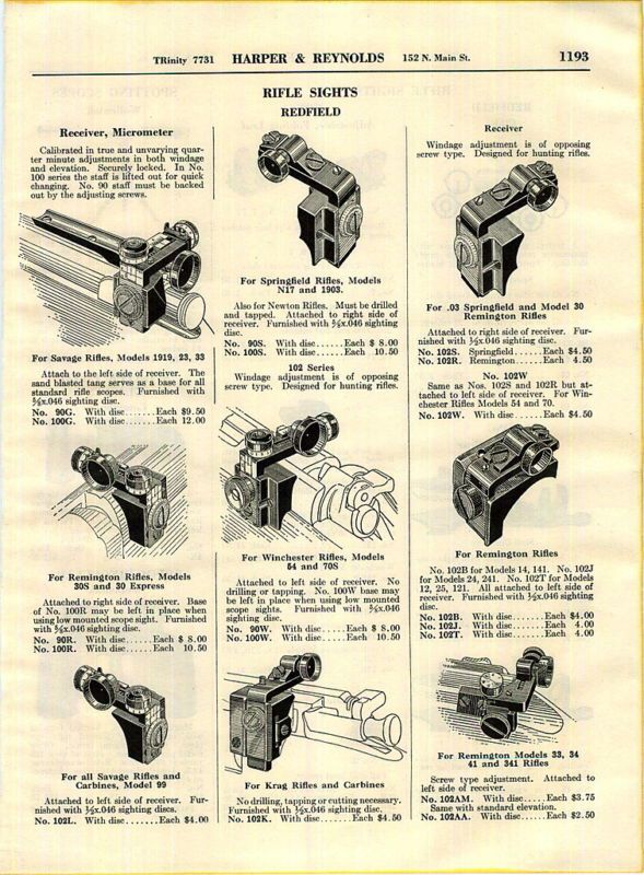 1937 Redfield Rifle Sights Wollensak Spotting Scopes ad  