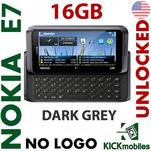 BNIB 16GB NOKIA E7 DARK GREY QWERTY FACTORY UNLOCKED 6438158272910 