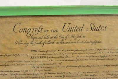 VINTAGE PRINT BILL OF RIGHTS CONGRESS OF UNITED STATES  