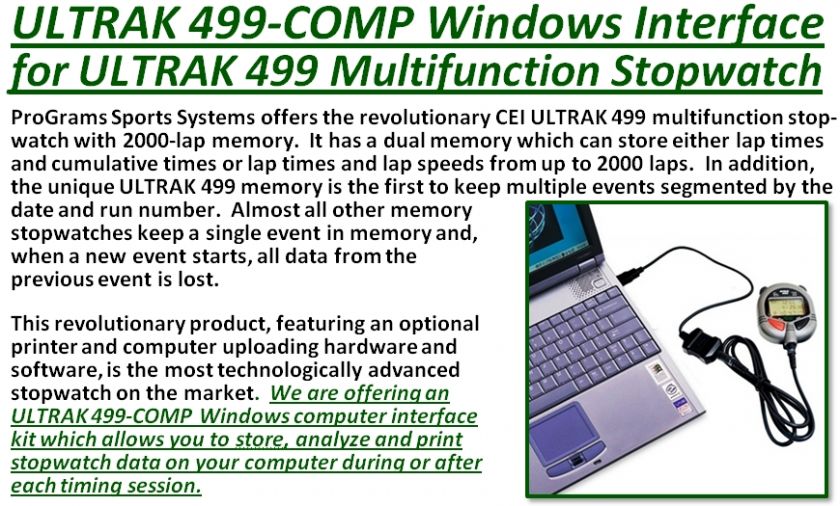 ULTRAK 499 COMP Computer Cable for 2000 Lap Stopwatch  