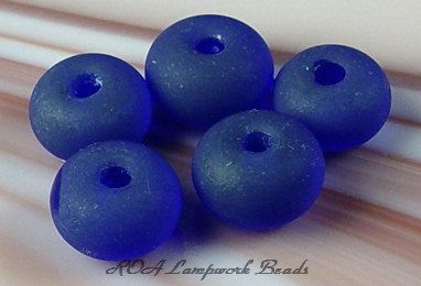 ROA Lampwork 5 Matte Tsp Cobalt Spacer Glass Beads SRA  