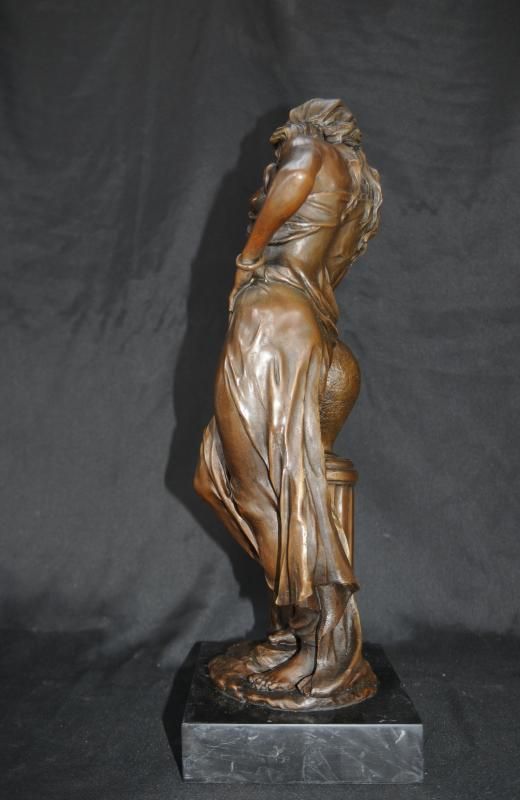 Italian Bronze Maiden Statue Signed Picanult Classic  