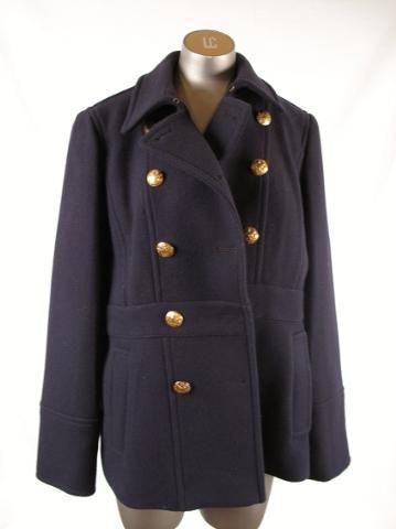 Crew Stadium cloth Peacoat gold buttons Navy sz 12  