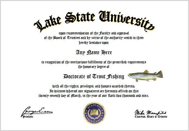 Trout Fishing Diploma   Trout Fisherman Lover Diploma  