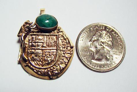 Atocha Emerald & Gold Pendant ~ 2 Shipwreck Treasure Hunters Kilbride 