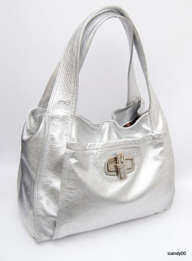 NEW B MAKOWSKY SEOUL SHOPPER BAG HANDBAG TOTE ~SILVER  