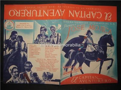 EL CAPITAN AVENTURERO, JOSE MOJICA MOVIE HERALD 1939  