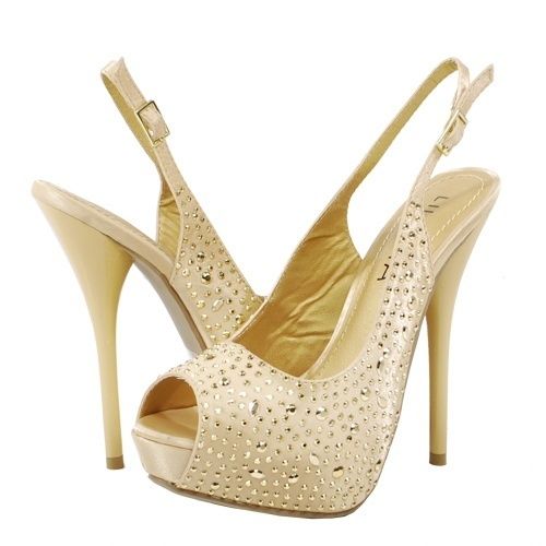 Liliana Carinthia 2 Open Toe Sling Back Pumps {GOLD}  