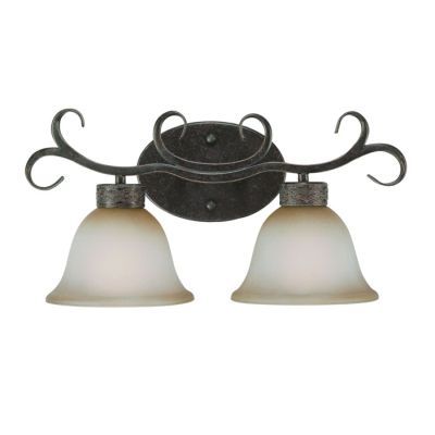 NEW 2 Light Colonial Bathroom Vanity Lighting Fixture, Dark Burnished 