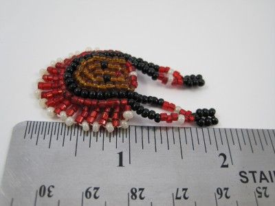 Handmade Indian Princess w/ Headdress Beaded Brooch Pin  