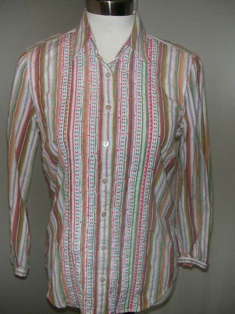 ROBERT GRAHAM Striped Cotton Shirt Sz M  