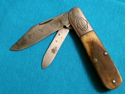 ANTIQUE BELKNAP HDW MFG BLUE GRASS BONE BARLOW JACK KNIFE KNIVES 