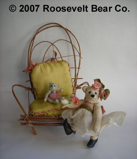 MINIATURE artist TEDDY ooak ROOSEVELT BEAR CO w chair  