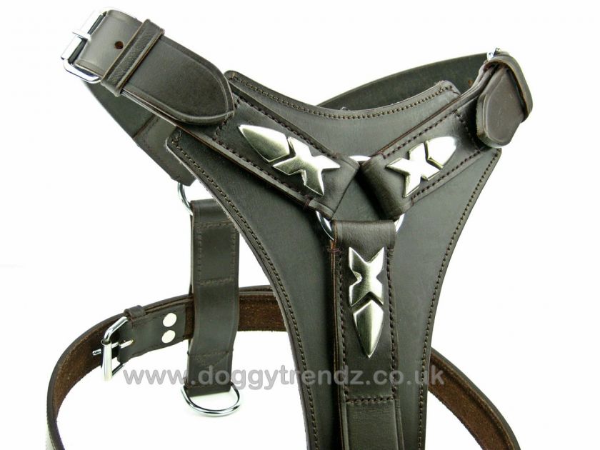   LEATHER DOG HARNESS TERRIER ROTTWEILER PITBULL BOXER BULLDOG  