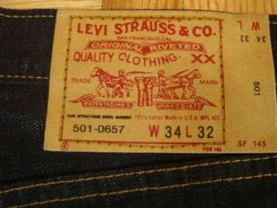 VINTAGE REPRO LEVIS 501 BIG E RED LINE DENIM PANTS SZ 34  