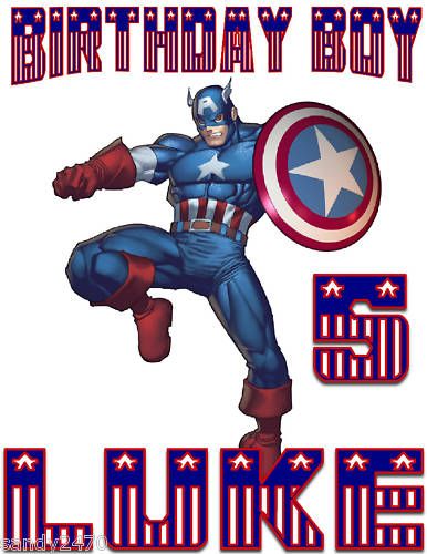 CAPTAIN AMERICA BIRTHDAY T SHIRT and/or FAVORS  