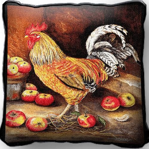 English Cockerel Rooster Tapestry Pillow by Alexandra Churchill 