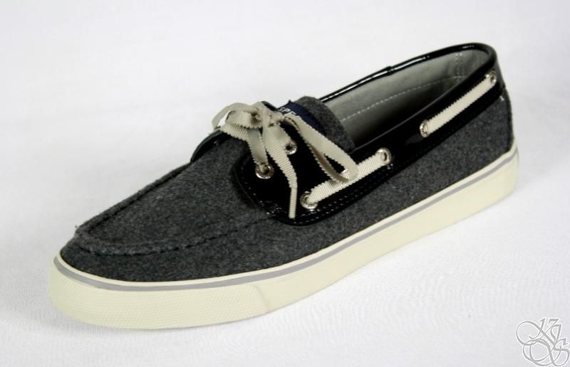 SPERRY Top Sider Bahama Grey Wool / Patent Womens Boat Shoes New 