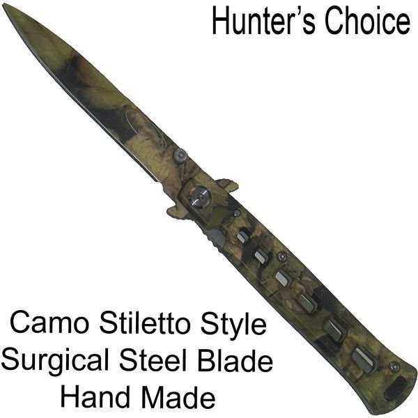 Special Forces Italian Stiletto Style Pocket Knife CAMO  