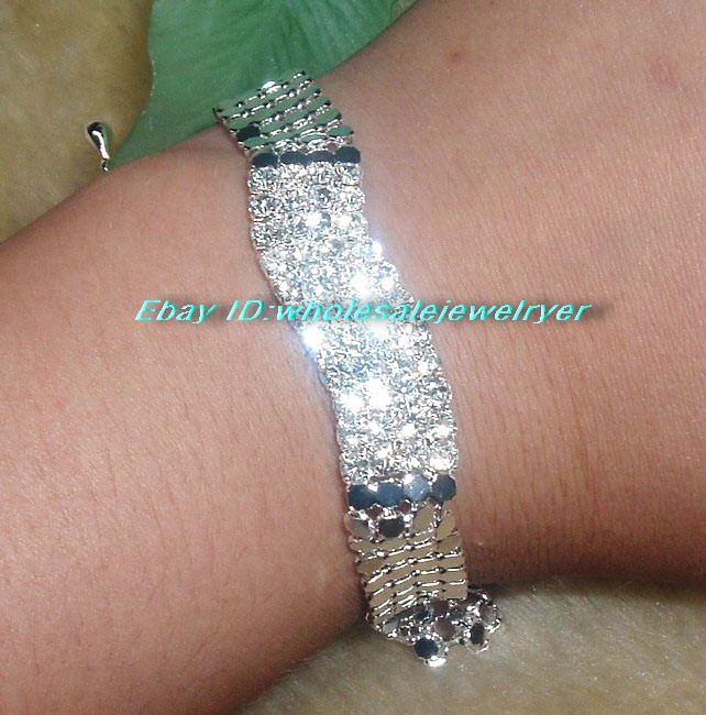 material rhinestone planting silver bracelet length 15 17cm 5 7cm 