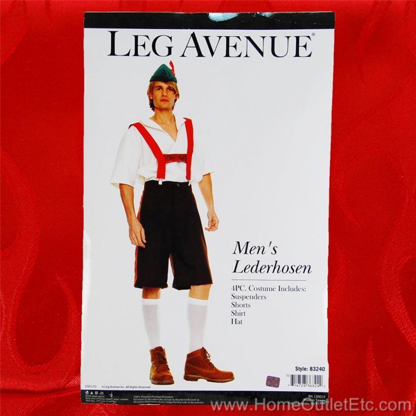 Mens 4pc LEDERHOSEN Oktoberfest German Bavarian Leg Avenue 83240 Adult 