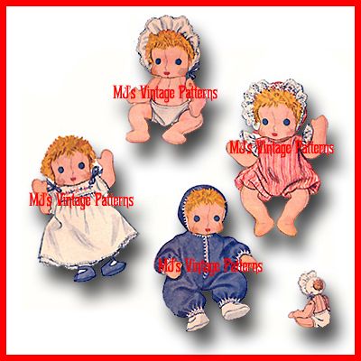 Vintage Pattern ~ Big Sister & Baby Chubby Cheek Dolls  