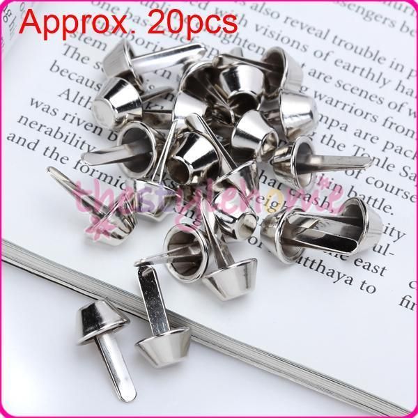 20 Silver Cone Studs Purse Feet Spike Nailheads Brad 10mm leathercraft 