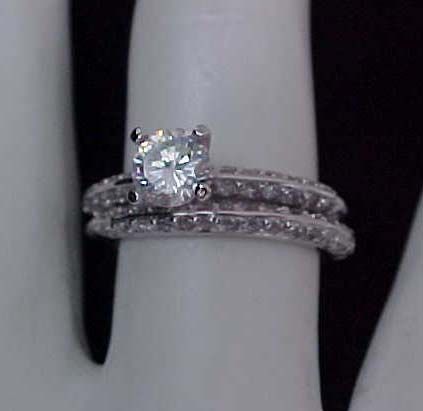 85 carat Round BRILLIANT cut Micro Pave Rhodium Sterling WEDDING 