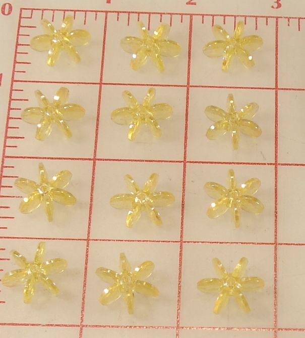 12 Vintage Starflake beads Yellow 18mm Made n Hong Kong  