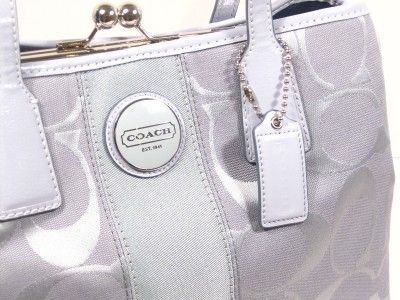   Signature Stripe Gray Grey Frame CARRYALL SATCHEL TOTE 17424  