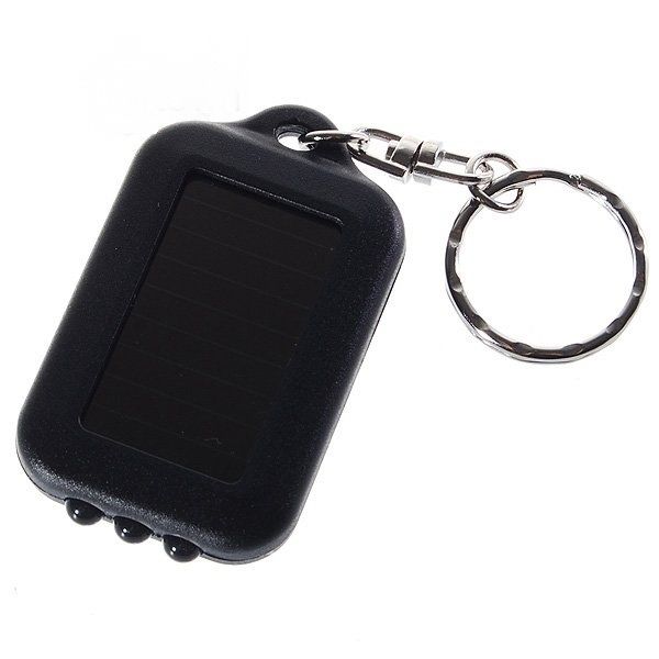 Solar Power rechargeable 3LED Flashlight Keychain Torch  