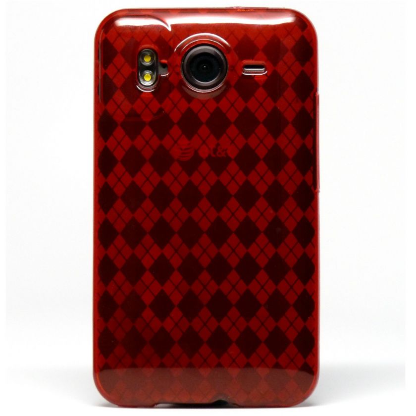 Red Argyle TPU Candy Skin Case Cover HTC Inspire 4G NEW  