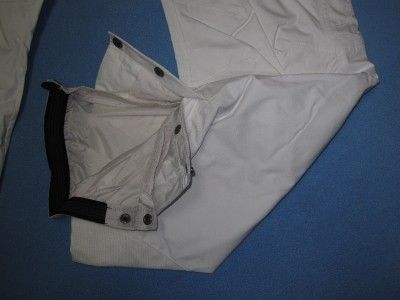  Womens COLUMBIA White Waterproof Ski Pants w/ Thigh Vent Zips, Belt 