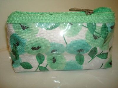 Clinique*Teal/White/Flower Plastic Mini Cosmetic Bag*  