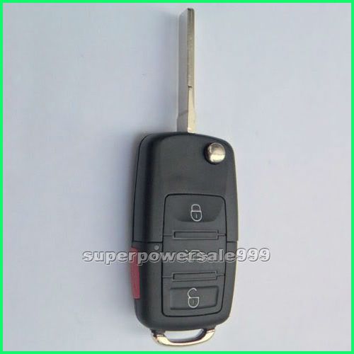 New 4 Buttons Uncut Flip Remote FOB Blank Key Shell Case For VW 