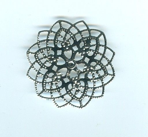 20 Silver Plated Filigree Medallion Component Findings 33990  