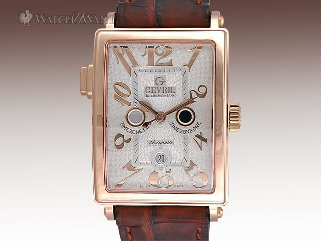 Gevril Avenue of Americas Serenade 18k Rose Gold GMT  