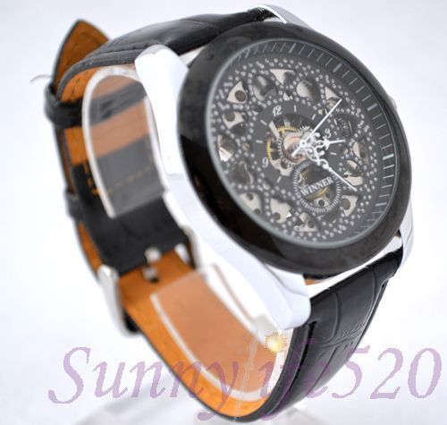 Cool Black Lotus Dial Selfwinding Men Women Wrist Watch  