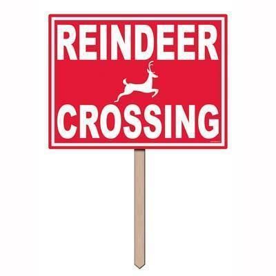 Christmas Reindeer Crossing Funny Yard Sign Decor Prop  