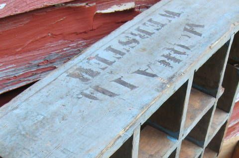 BEST ANTIQUE CUBBY CUPBOARD BEST OLD BLUE PAINT NR  