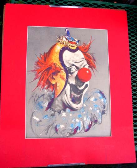 Vintage Cydney Eames Era Clown Lithograph Print Pr  