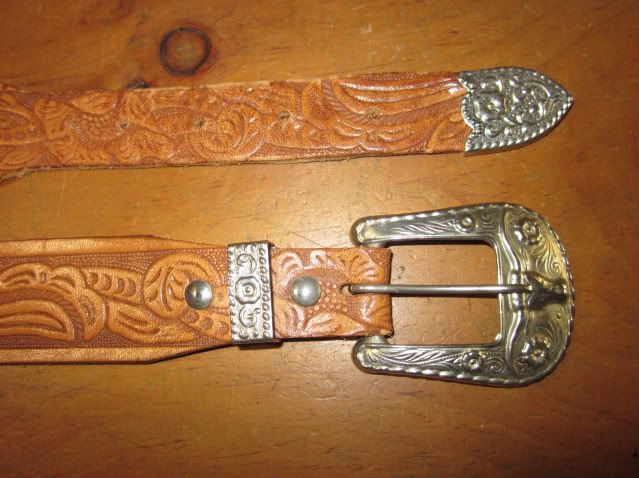 Vintage tooled brown leather western ranger belt size 30  