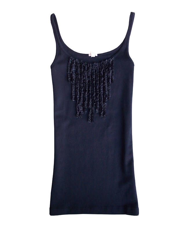 NWT J.Crew Perfect fit Falling Ruffles Tank Navy S  