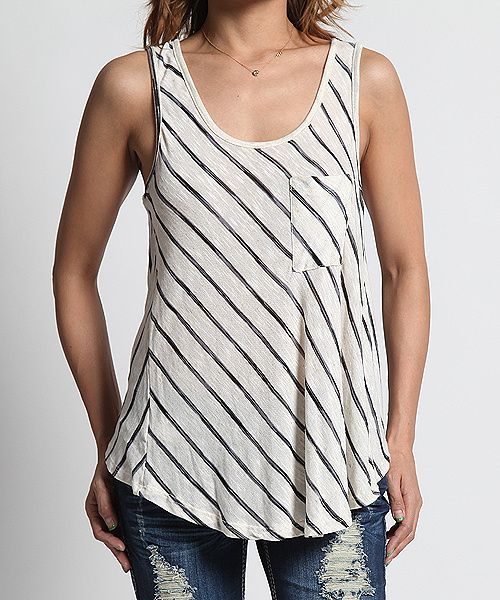   Open Back Chest Pocket SWING TANK Scoopneck Sleeveless Top  