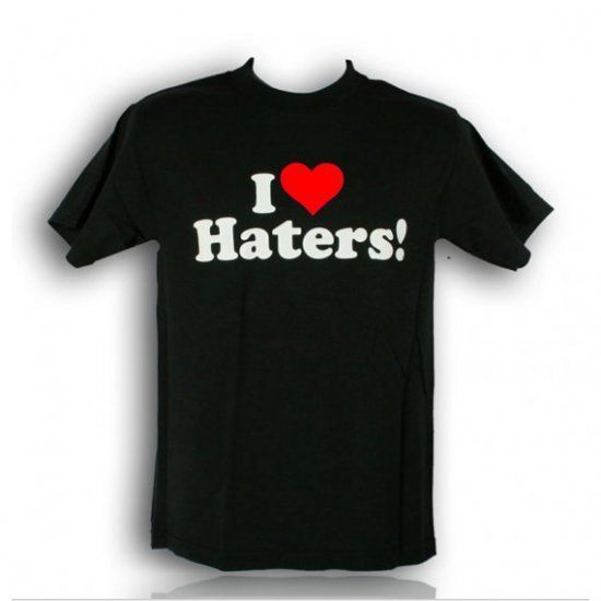 Mens Funny I Love Haters adult heart humor T shirt New all sizes S M 